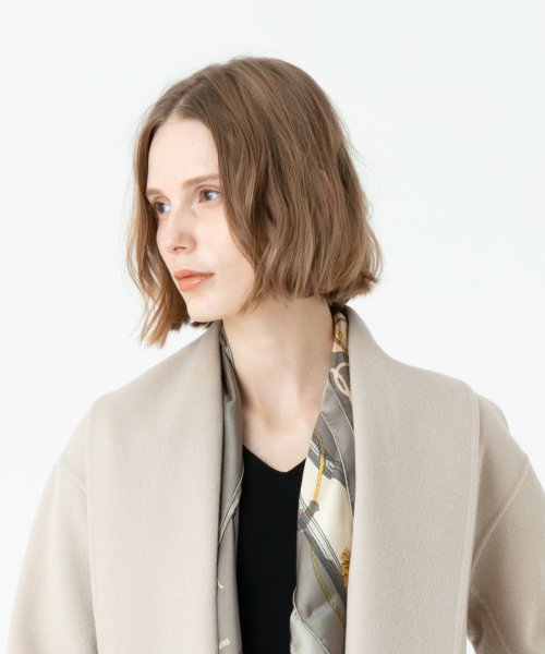 カシミヤ混リバーショールカラーコート 