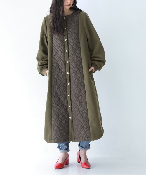 『異素材キルティングコート＆ボアベストセット』 