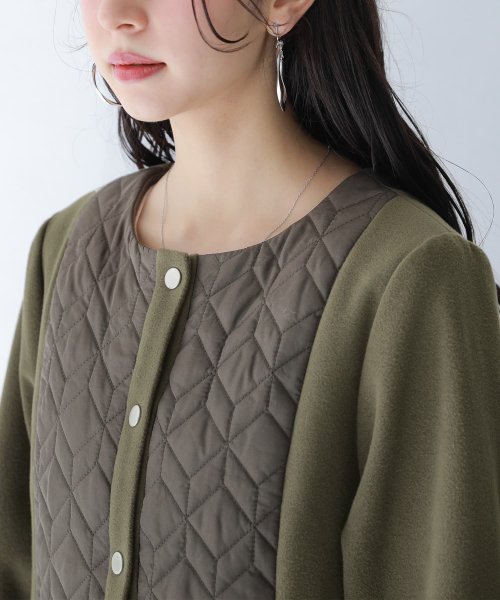 『異素材キルティングコート＆ボアベストセット』 