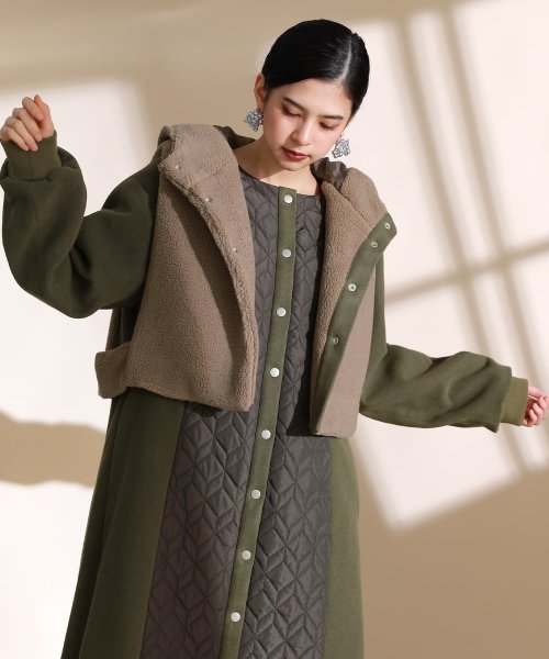 『異素材キルティングコート＆ボアベストセット』 