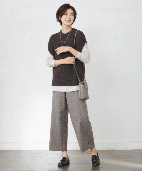 J.PRESS LADIES（LARGE SIZE）(J．プレス　レディス（大きいサイズ）)/【洗える】Mixツイードチェック  セミワイド パンツ/img08