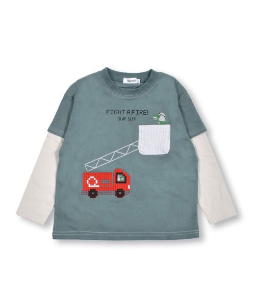 SLAP SLIP(スラップスリップ)/はたらくくるま 救急車 恐竜 GAME レイヤード風 Tシャツ (80~120c/img13