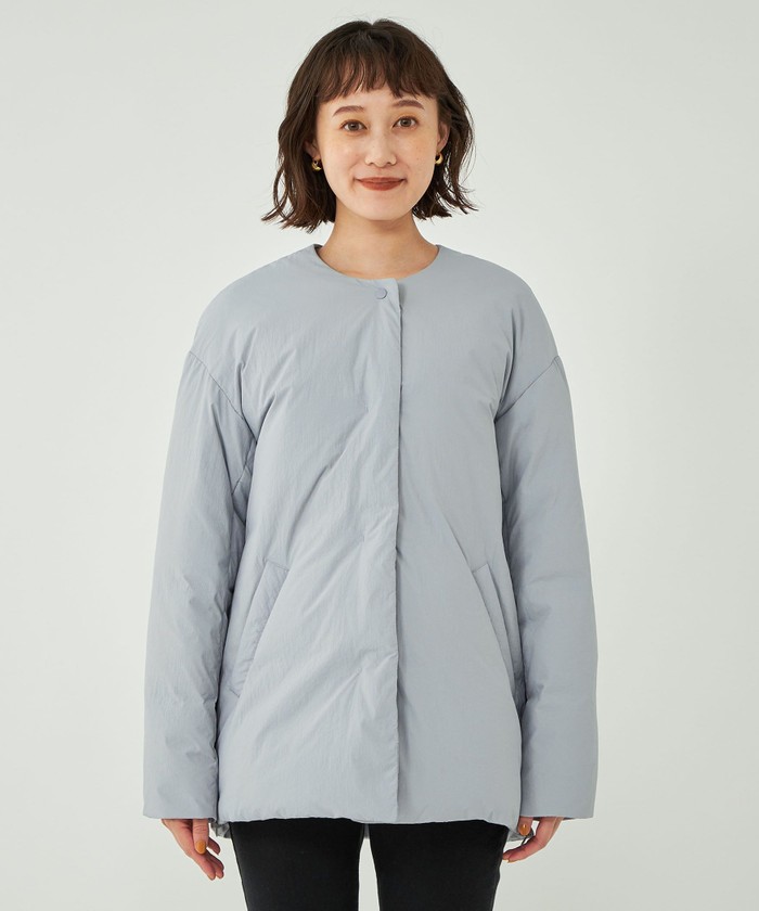 Wネーム ok.soon×FASHIRU マフラー付きノーカラーダウンBLACK  