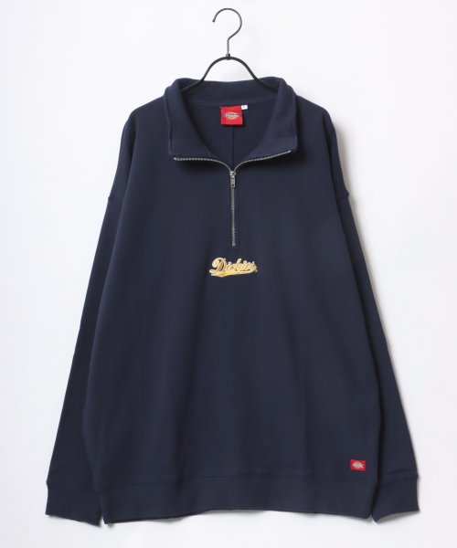 LAZAR(ラザル)/【Lazar】Dickies/ディッキーズ 別注 ビッグシルエット ミニロゴ カレッジ ワンポイント刺繍 ハーフジップ スウェット メンズ レディース/img10