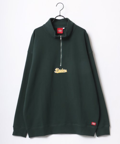 LAZAR(ラザル)/【Lazar】Dickies/ディッキーズ 別注 ビッグシルエット ミニロゴ カレッジ ワンポイント刺繍 ハーフジップ スウェット メンズ レディース/img11