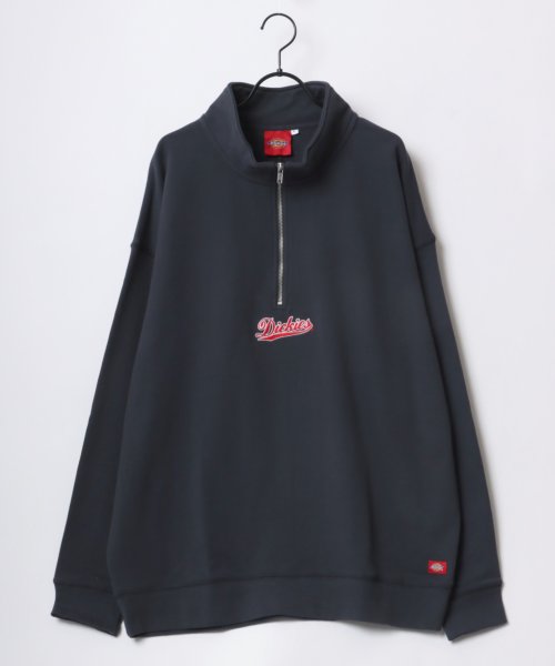 LAZAR(ラザル)/【Lazar】Dickies/ディッキーズ 別注 ビッグシルエット ミニロゴ カレッジ ワンポイント刺繍 ハーフジップ スウェット メンズ レディース/img23