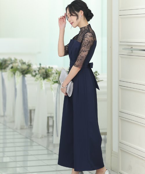 ウエストリボンビスチェパンツドレス パーティードレス 結婚式 ワンピース 結婚式