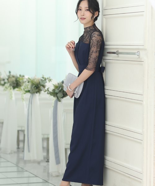 ウエストリボンビスチェパンツドレス パーティードレス 結婚式 ワンピース 結婚式