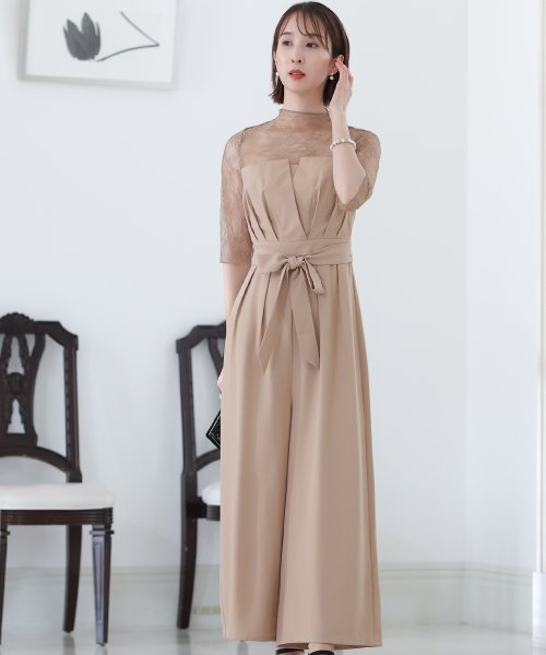 ウエストリボンビスチェパンツドレス パーティードレス 結婚式 ワンピース 結婚式