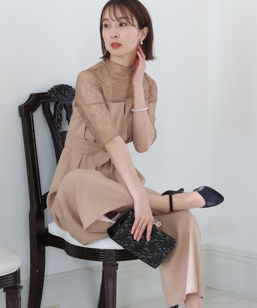 ウエストリボンビスチェパンツドレス パーティードレス 結婚式 ワンピース 結婚式