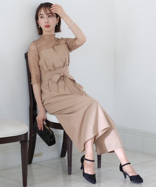 ウエストリボンビスチェパンツドレス パーティードレス 結婚式 ワンピース 結婚式