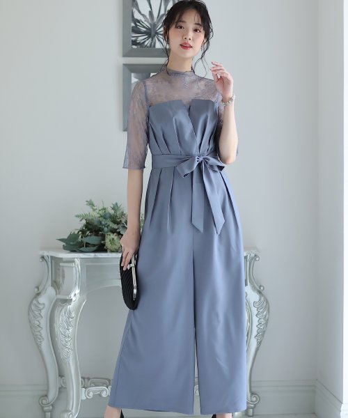 ウエストリボンビスチェパンツドレス パーティードレス 結婚式 ワンピース 結婚式