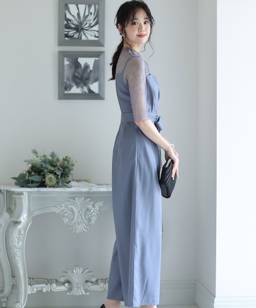 ウエストリボンビスチェパンツドレス パーティードレス 結婚式 ワンピース 結婚式