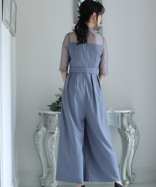 ウエストリボンビスチェパンツドレス パーティードレス 結婚式 ワンピース 結婚式