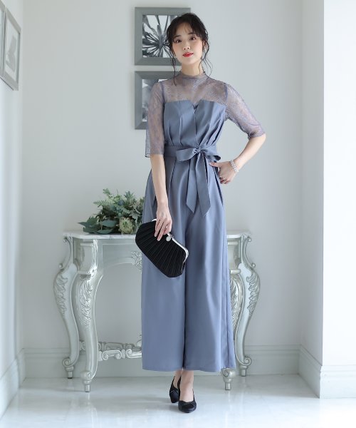 ウエストリボンビスチェパンツドレス パーティードレス 結婚式 ワンピース 結婚式