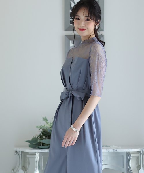 ウエストリボンビスチェパンツドレス パーティードレス 結婚式 ワンピース 結婚式