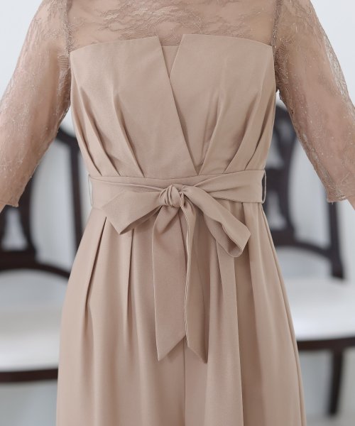 ウエストリボンビスチェパンツドレス パーティードレス 結婚式 ワンピース 結婚式