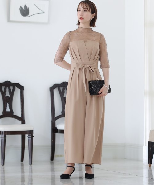 ウエストリボンビスチェパンツドレス パーティードレス 結婚式 ワンピース 結婚式