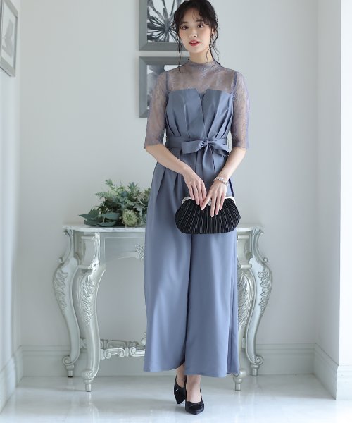 ウエストリボンビスチェパンツドレス パーティードレス 結婚式 ワンピース 結婚式