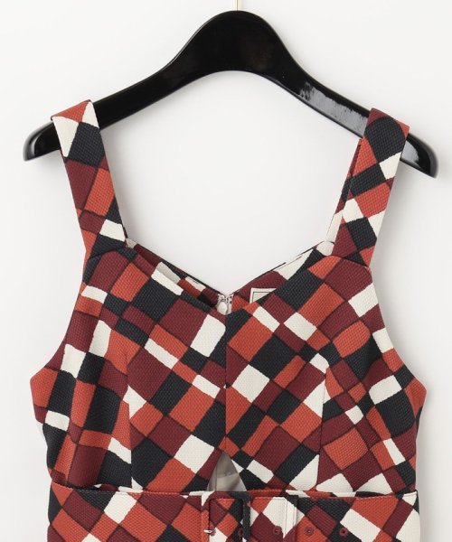 ベルト付チェックプリントワンピース 