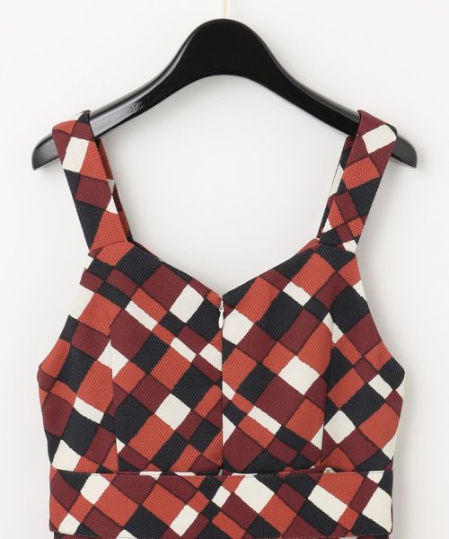 ベルト付チェックプリントワンピース 