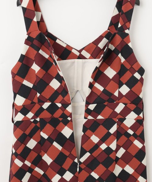 ベルト付チェックプリントワンピース 