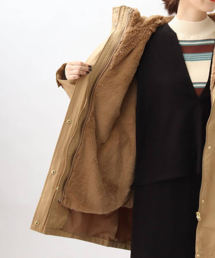 セール】【3WAY】理想の着回し叶うふんわりモッズコート（フェイク