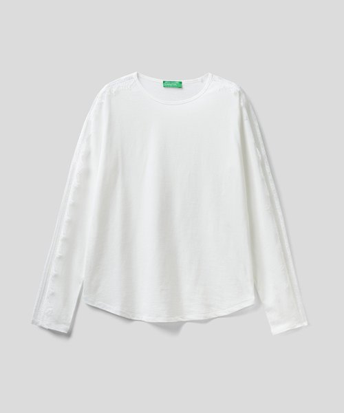 BENETTON (women)(ベネトン（レディース）)/クルーネックサイドレースラウンドテール長袖Tシャツ・カットソー/img03