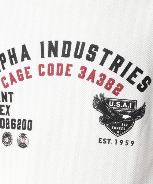 ALPHA INDUSTRIES(アルファインダストリーズ)/【ALPHA/アルファ】  フロント＆バック エアフォース　ロゴプリント  ヘリンボーン長袖Tシャツ/ロンT/アメカジ/ミリタリー/袖プリント/定番/4色展開/img27