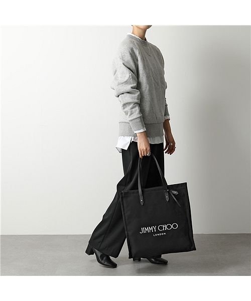 JIMMY CHOO(ジミーチュウ)/【Jimmy Choo(ジミーチュウ)】LOGO TOTE FFQ トートバッグ キャンバス ショッピングバッグ 鞄 BLACK/BLACK レディース/img01