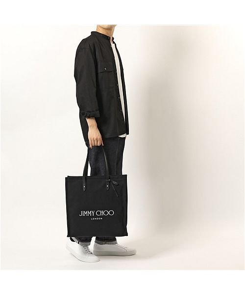 JIMMY CHOO(ジミーチュウ)/【Jimmy Choo(ジミーチュウ)】トートバッグ LOGO TOTE FFQ メンズ キャンバス ショッピングバッグ 鞄 BLACK/BLACK/img01