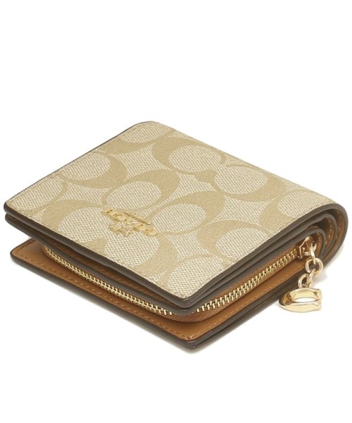 コーチ アウトレット 二つ折り財布 シグネチャー ミニ財布 ベージュ ブラウン レディース COACH C3309 IMNLJ COACH コーチ アウトレット 二つ折り財布 シグネチャー ミニ財布 ベージュ ブラウン レディース C3309