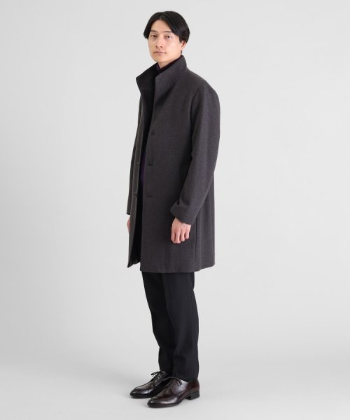 ◆【ウールカシミヤブレンド】 ビーバー スタンドカラー コート 