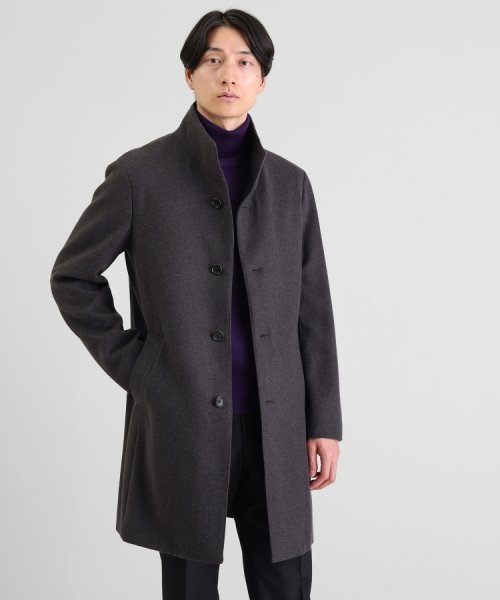 ◆【ウールカシミヤブレンド】 ビーバー スタンドカラー コート 