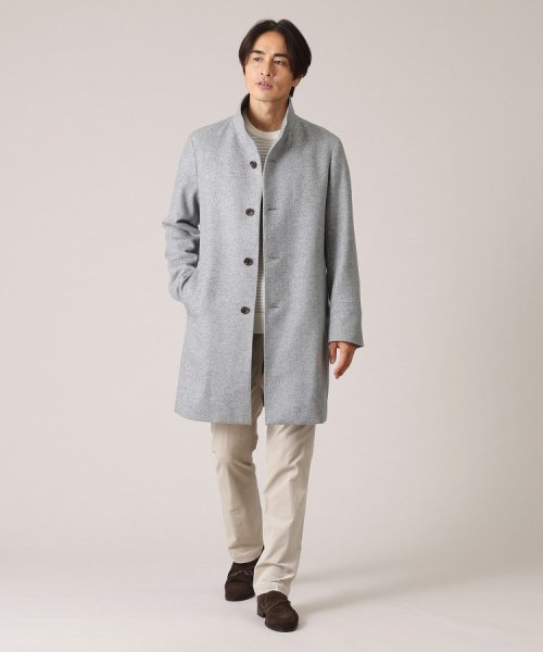 ◆【ウールカシミヤブレンド】 ビーバー スタンドカラー コート 