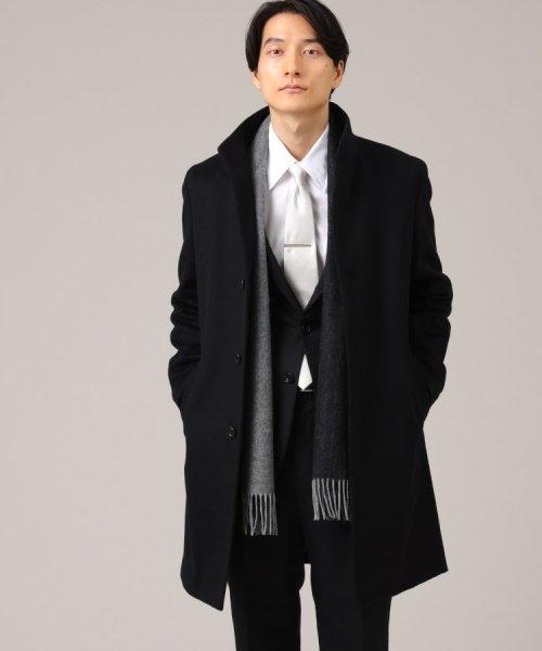 ◆【ウールカシミヤブレンド】 ビーバー スタンドカラー コート 
