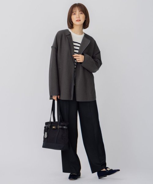 NIJYUSANKU（LARGE SIZE）(２３区（大きいサイズ）)/【CLASSY.12月号掲載】セミウーステッドウール 肩ボタン ボーダー ニット/img04