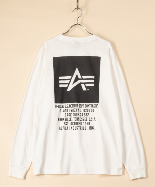 ALPHA INDUSTRIES(アルファインダストリーズ)/【ALPHA/アルファ】  バック ブランドロゴボックス プリント 長袖Tシャツ/ロンT/アメカジ/ミリタリー/ワンポイント/デカロゴ/定番/2色展開/img02