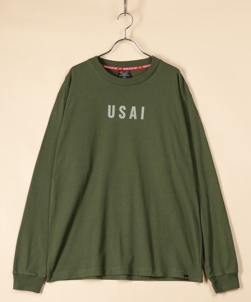 ALPHA INDUSTRIES(アルファインダストリーズ)/【ALPHA/アルファ】  バック MILSPEC USAI　ロゴ プリント 長袖Tシャツ/ロンT/アメカジ/ミリタリー/ワンポイント/デカロゴ/定番/3色展開/img08