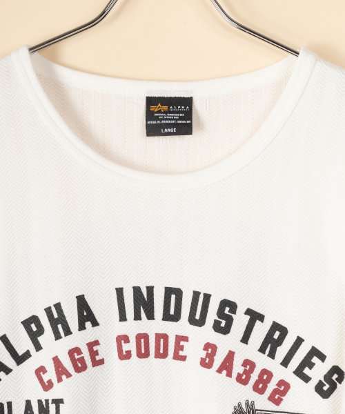 ALPHA INDUSTRIES(アルファインダストリーズ)/【ALPHA/アルファ】  フロント＆バック エアフォース　ロゴプリント  ヘリンボーン長袖Tシャツ/ロンT/アメカジ/ミリタリー/袖プリント/定番/4色展開/img17