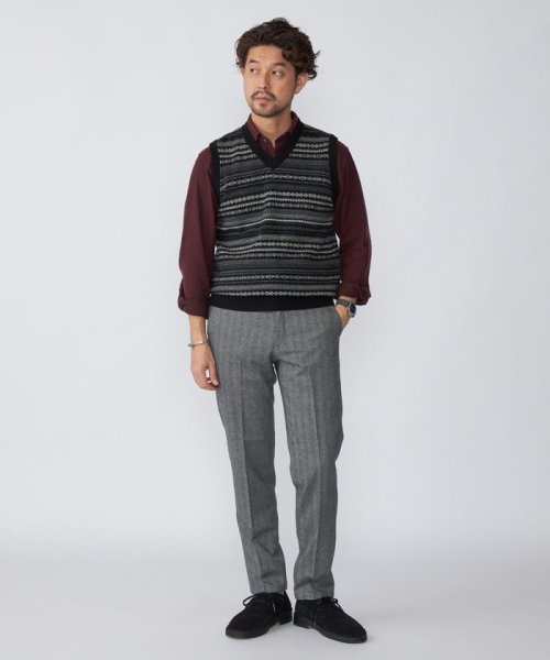 SHIPS: 10ゲージ カシミヤ フェアアイル Vネック ニットベスト 