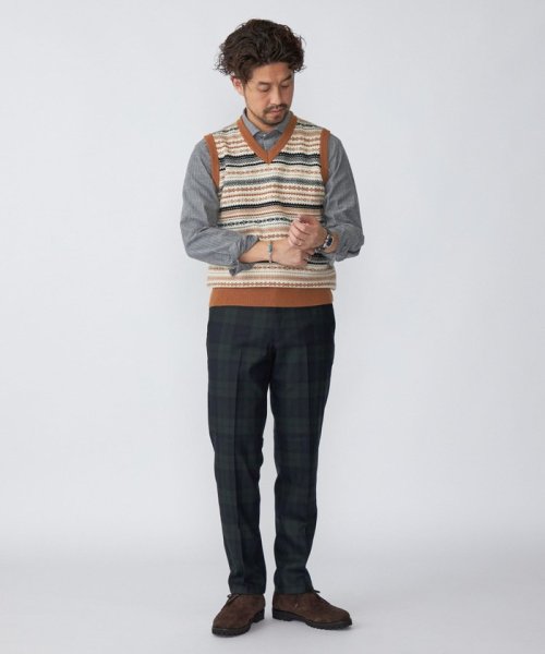 SHIPS: 10ゲージ カシミヤ フェアアイル Vネック ニットベスト 