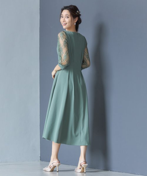 DRESS+(ドレス プラス)/ワンピース ドレス フレア Aライン ミモレ丈 袖付 ウエスト切替 結婚式 披露宴 二次会 パーティードレス/img16