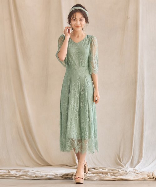 DRESS+(ドレス プラス)/ワンピース ドレス 総レース Aライン ミモレ丈 結婚式 披露宴  パーティードレス/img10