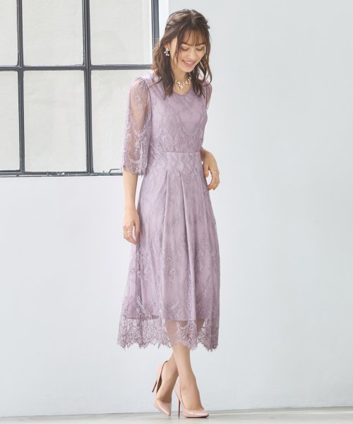 DRESS+(ドレス プラス)/ワンピース ドレス 総レース Aライン ミモレ丈 結婚式 披露宴  パーティードレス/img13