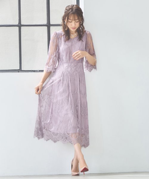 DRESS+(ドレス プラス)/ワンピース ドレス 総レース Aライン ミモレ丈 結婚式 披露宴  パーティードレス/img16