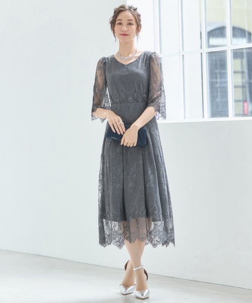 DRESS+(ドレス プラス)/ワンピース ドレス 総レース Aライン ミモレ丈 結婚式 披露宴  パーティードレス/img24