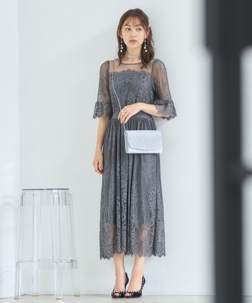 DRESS+(ドレス プラス)/ワンピース ドレス レース チュール フレア Aライン ミモレ丈　パーティードレス　結婚式 /img15