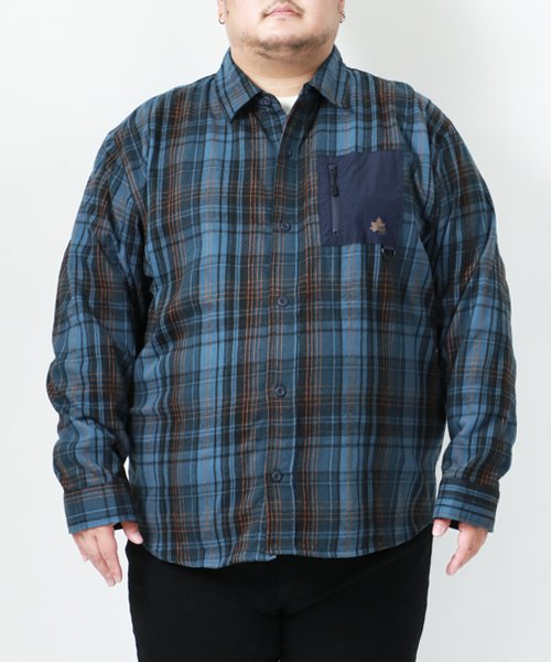 MARUKAWA(大きいサイズのマルカワ)/【LOGOS park】ロゴスパーク 大きいサイズ  長袖 ポケット切替 起毛 チェックシャツ /img04