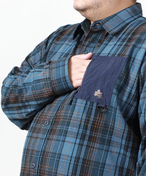 MARUKAWA(大きいサイズのマルカワ)/【LOGOS park】ロゴスパーク 大きいサイズ  長袖 ポケット切替 起毛 チェックシャツ /img11